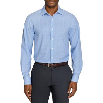 W.R.K Round Geo Print Performance Dress Shirt in White/Blue at Nordstrom, Size 16.5 - R