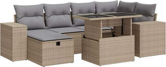 vidaXL Set De Sof&aacute;s De Jard&iacute;n Y Cojines 8 Piezas Rat&aacute;n Sint&eacute;tico Beige Vidaxl