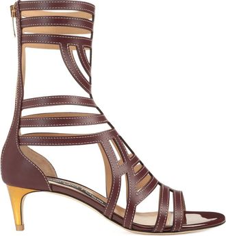 Sergio Rossi 50 mm leren sandalen met uitgesneden details - Bruin