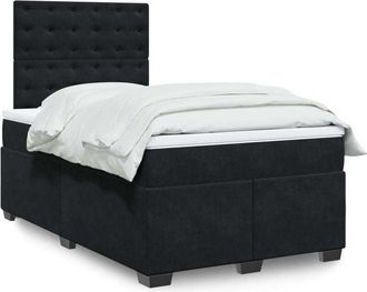 vidaXL Cama Box Spring Con Colch&oacute;n Terciopelo Negro 120x190 Cm Vidaxl