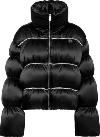Philipp Plein Donsjack - Dames - Gewatteerde jassen - Zwart - L - Leer - Jassen