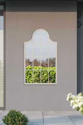 MirrorOutlet White Metal Framed Arched Garden Wall Mirror 41 X 24 (104CM X 62CM) | Size: 1 Pack