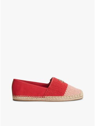 Tommy Hilfiger Womens Script Monogram Crochet Espadrille - Red - US 7.5 / EU 38