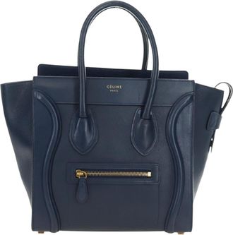 Celine Luggage Smooth Leather Navy Leather Handbag (Pre-Owned)