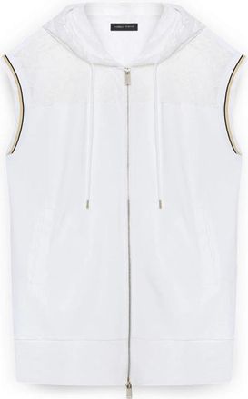 Fiorella Rubino Hooded Sweatshirt Vest - Dames - Vesten met rits - Wit - L - Katoen - Hoodies & sweatvesten