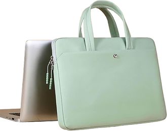 Generic Womens computer bag, breathable handbag, multi-layer design storage bag, suitable for study materials and stationery storage (Green, Medium)