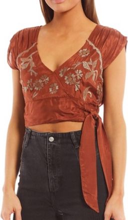 Free People Sahara Embroidered Crop Top In Rust Combo