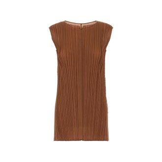 Issey Miyake Short Dresses, female, Brown, Size: 2XL Monthly Colors: March Tunic