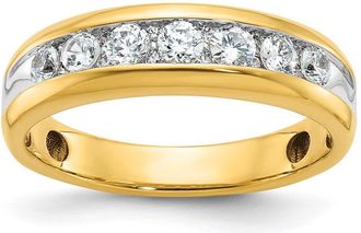 Diamond2Deal 14k Yellow Gold Lab Grown Diamond 7-Stone Band Ring 1/2Ct Clarity- VS Color- G-H