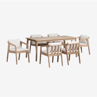 Sklum Sklum - Set tavolo rettangolare 180x90 cm e 6 sedie da pranzo in legno di acacia Kaela