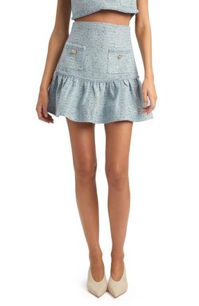 Bardot Elina Sequin Boucl&eacute; Miniskirt in Blue Boucle at Nordstrom, Size 4