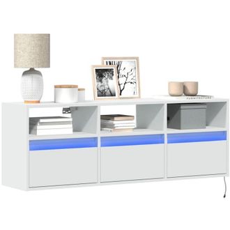 vidaXL Vidaxl - Mobile tv a Parete con Luci led Bianco 130x31x45 cm