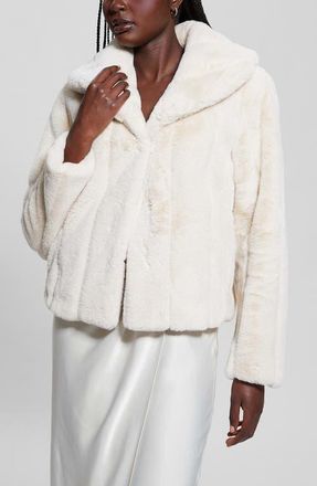 Guess New Sophy Faux Fur Jacket in Biscotti at Nordstrom, Size X-Small