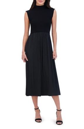 Vince Camuto Mixed Media Midi Dress in Black at Nordstrom Rack, Size Medium