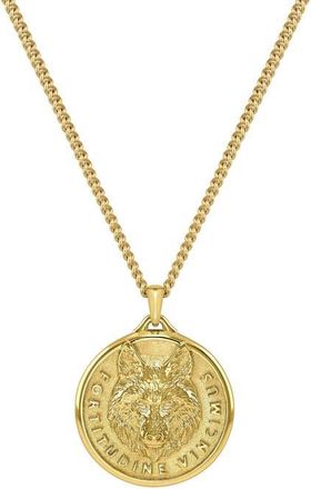 Vincero Wolf Medallion Pendant Necklace in Gold at Nordstrom, Size 21