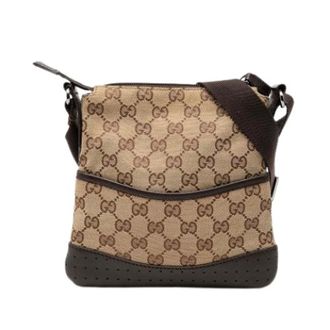 Gucci Pre-owned Canvas Crossbodytas - Heren - Vintage Schoudertas - Beige - ONE Size - Leer - Vintage