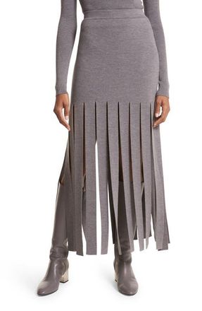 Michael Kors Merino Wool Blend Streamer Skirt in Banker Melange at Nordstrom, Size Medium
