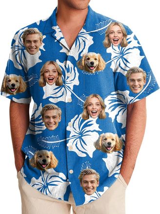 Generic Custom Hawaiian Shirt for Men, Personalised Face Shirt, Shiteshirts for Men, Funny Hawaiian Shirts, Button Down Short Sleeve