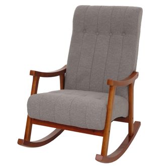 Hhg Silla Mecedora Hhg 862, Sill&oacute;n Relax, Madera Mvg, Tejido Boucl&eacute; (450 G/m&sup2;), Gris, Estructura Con Acabado En Nogal