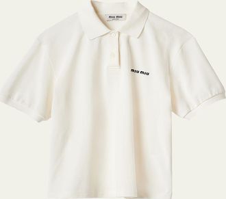 Miu Miu Short-Sleeve Cotton Piqu&eacute; Polo Shirt