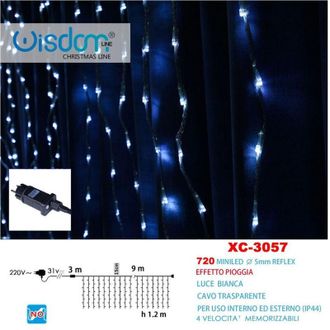 Trade Shop Trade Shop - Luminosa Natalizia 720 Mini Led Effetto Piogetto Luce Bianca Ip44 Xc-3057