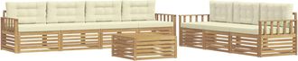 vidaXL Conjunto De Sof&aacute;s De Exterior 8 Uds. Blanco Y Crema Poli&eacute;ster Vidaxl