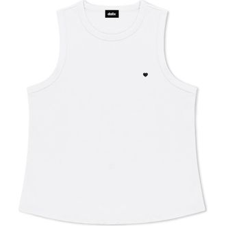 Dalix Lil Heart Cotton Jersey Tank in White at Nordstrom, Size Xx-Large