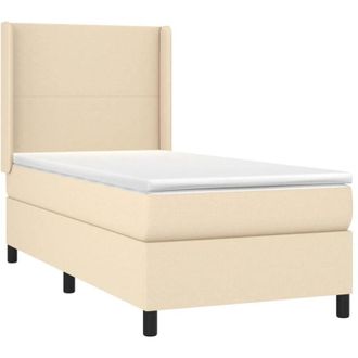 vidaXL Vidaxl - Cama Box Spring Con Colch&oacute;n Tela Color Crema 80x200 Cm