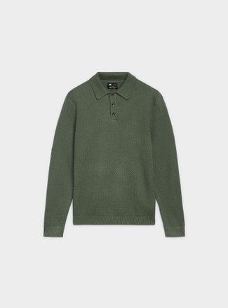 Le 31 Mens Embossed knit Polo Shirt