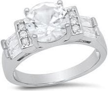 HMY Jewelry Round Cubic Zirconia Engagement Ring in Silver at Nordstrom Rack, Size 6
