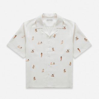 Duke + Dexter Duke + Dexter, Mens Pin Up Antique White Short Sleeve Shirt, Size XXL