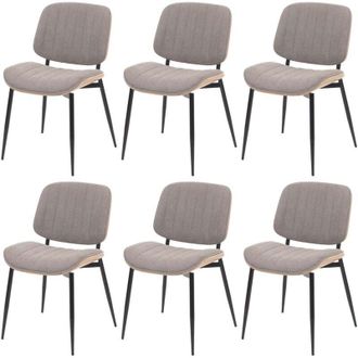 Hhg Non utilizzato] Set 6 sedie per sala da pranzo HHG 203, cucina, tessuto legno curvato (370g/m²) Oeko-Tex mvg, naturale, grigio chiaro
