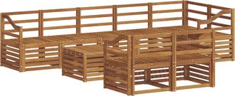 vidaXL Conjunto De Sof&aacute;s De Exterior 9 Uds. Natural Poli&eacute;ster Vidaxl