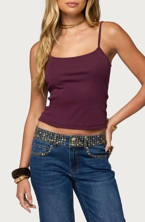 Edikted Deana Stretch Cotton Tank in Purple at Nordstrom, Size X-Small