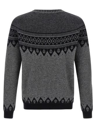 Alexander McQueen Skull Jacquard Wool Sweater - Charcoal