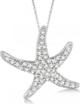 Allurez Diamond Starfish Pendant Necklace 14k White Gold (0.55ct)