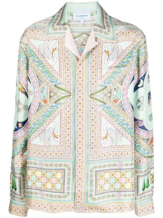 Casablanca Le Labyrinthe-print silk shirt - men - Silk - L - Neutrals