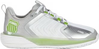K-Swiss Womens Ultrashot 3 Grass Tennis Shoe In White/gray Violet/lime Green