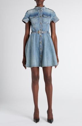 Alexander McQueen Belted Denim Dress in Royal at Nordstrom, Size 10 Us
