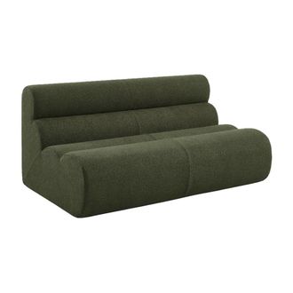Sweeek Sof&aacute; envasado al vac&iacute;o de borreguito texturizado, 2 plazas, verde kaki