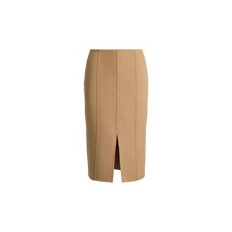Ralph Lauren Rokken, Dames, Beige, XS, Wol, Dubbelzijdig Wolmix Kokerrok tot op de knie
