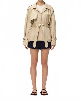 Elodie Noa Cropped Trench Coat In Khaki