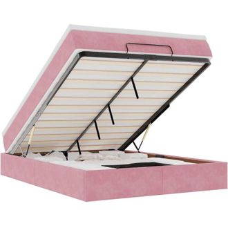 vidaXL Estructura Cama Otomana Colch&oacute;n Terciopelo Rosa 140x200cm Vidaxl