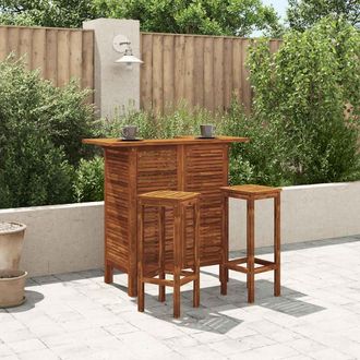 vidaXL Vidaxl - Set Mesa De Bar Y Sillas 3 Piezas De Madera De Acacia Maciza