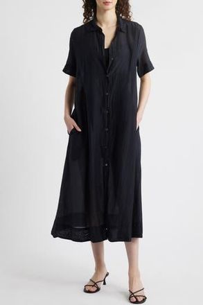 Wyeth Nyc Cotton & Silk Shirtdress in Black at Nordstrom Rack, Size Small
