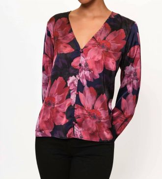 Hutch Reya Long Sleeve Top In Navy Vintage Upholstery Floral