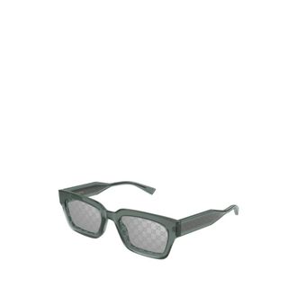 Gucci Rechthoekige Zonnebril - Heren - Zonnebrillen - Grijs - 53 MM - Accessoires