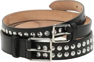 Alexander McQueen Pre-owned Belts, female, Black, Size: ONE SIZE Pre-owned Double Buckle Studded Belt