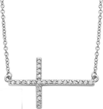 Pompeii3 Diamond Sideways Cross 14K White Gold 3/4 Wide