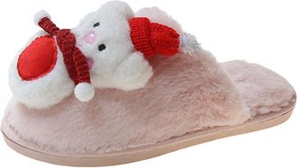 Generic Warm Slippers Women, Christmas Soft Plush Indoor Outdoor Slip-On Cozy House Shoes Comfortable Footwear For Women And Men Winter Home Shoe Non Slip Sty